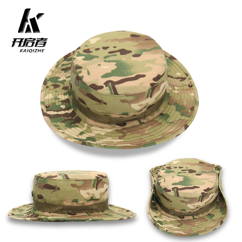 跨境专供开启者迷彩奔尼帽户外登山防晒遮阳渔夫帽战术迷彩奔尼帽