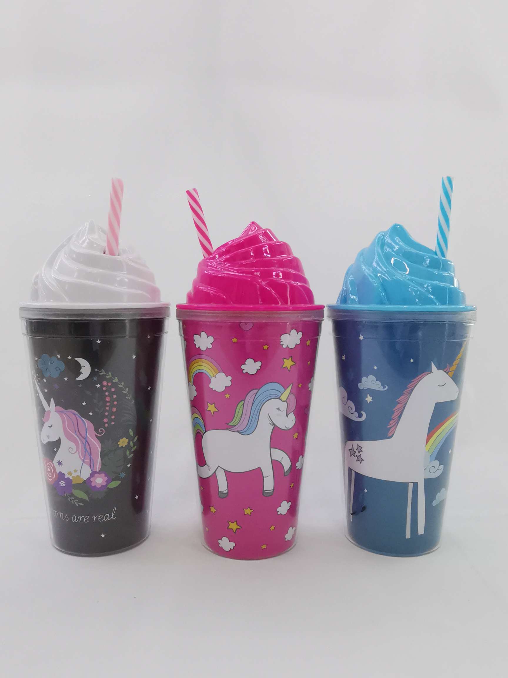 Internet-famous straw cup, creative water cup, Korean-style department store double-layer plastic cup, birthday gift, beverage water cup, cute cup