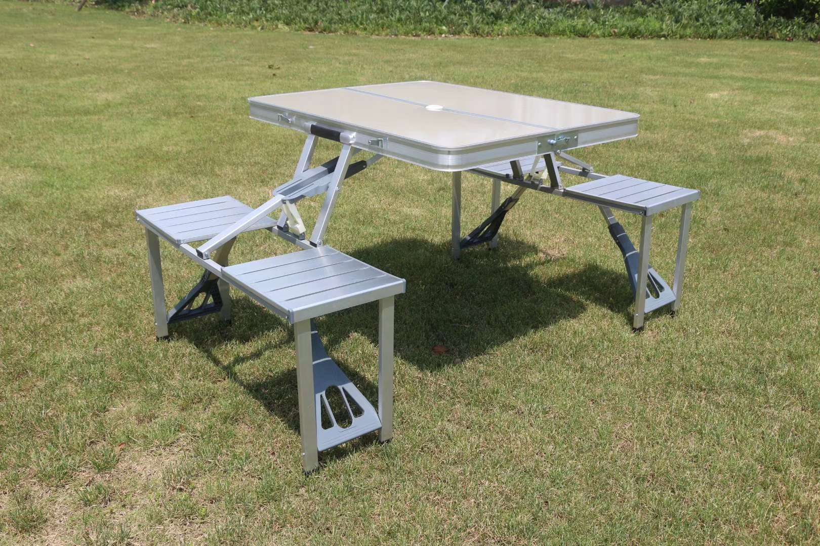 铝合金桌连体桌桌椅套装