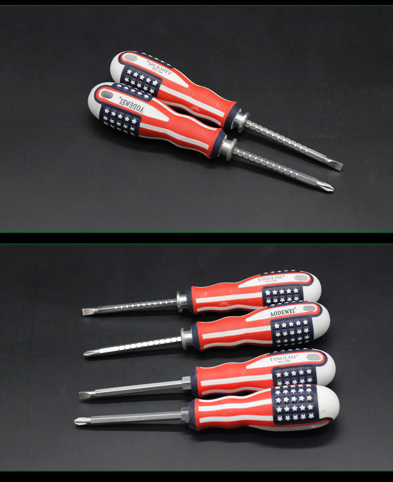 Screwdriver Dual Purpose Manual Screwdriver With Magnetic Head Ladle Rubber Driver Flat-Head Phillips Screwdriver 4 Inches undefined