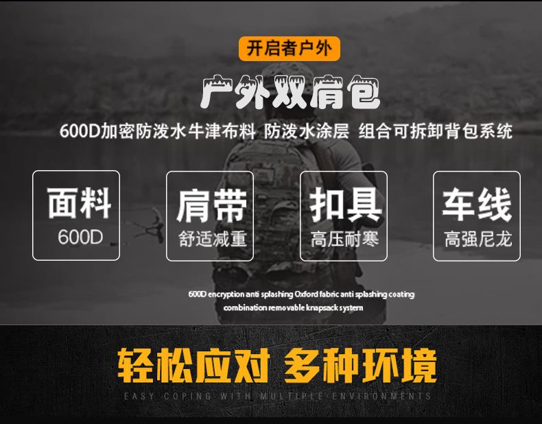 亚马逊 户外迷彩战术背包 军迷大容量多功能背包双肩包 攻击背包详情图2