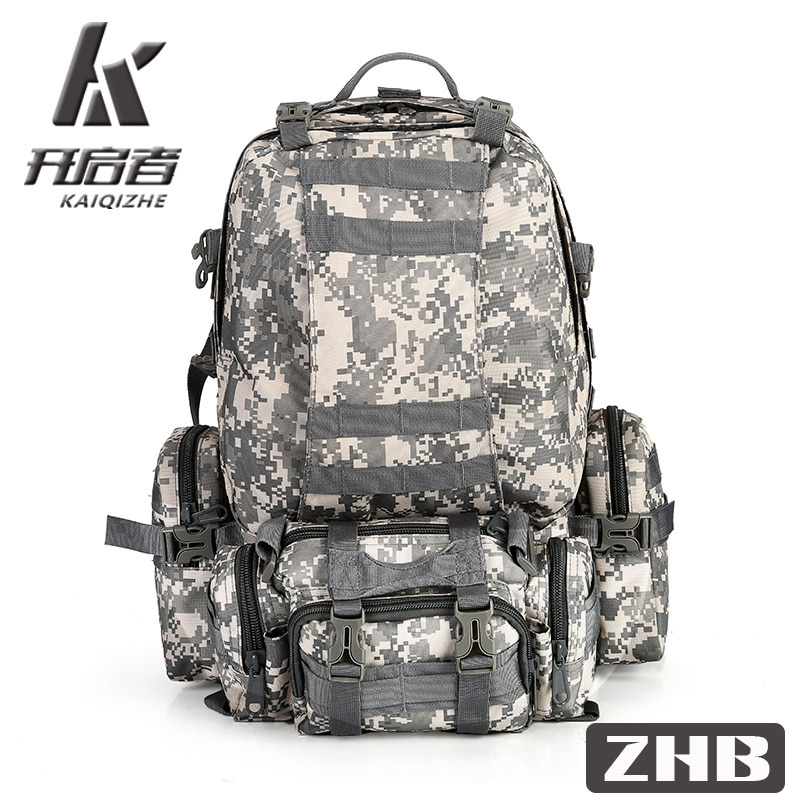 Cross-border exclusive outdoor camouflage bags, waterproof military backpacks, tactical large-capacity travel backpacks, combination backpacks details Picture