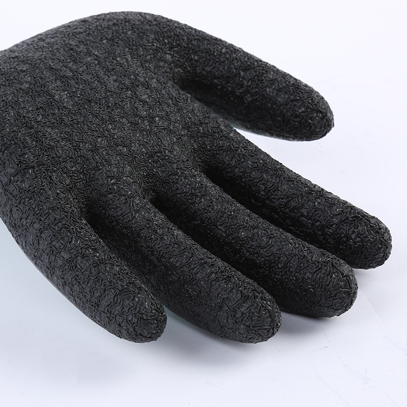 Latex Gloves Labor Protection Red Yarn Black Wrinkle Non-Slip Gloves Oil And Water Protection Thirteen Needle Nylon Gloves undefined