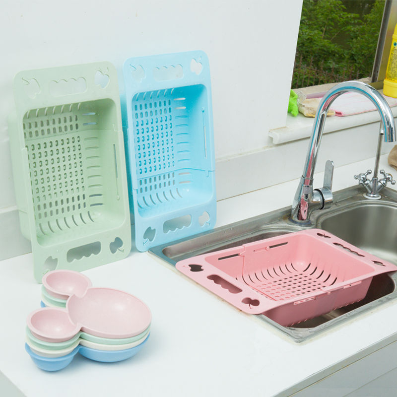 Plastic sink filter rack asphalt basket rack kitchen basket sink basin dripping basket retractable love 8809