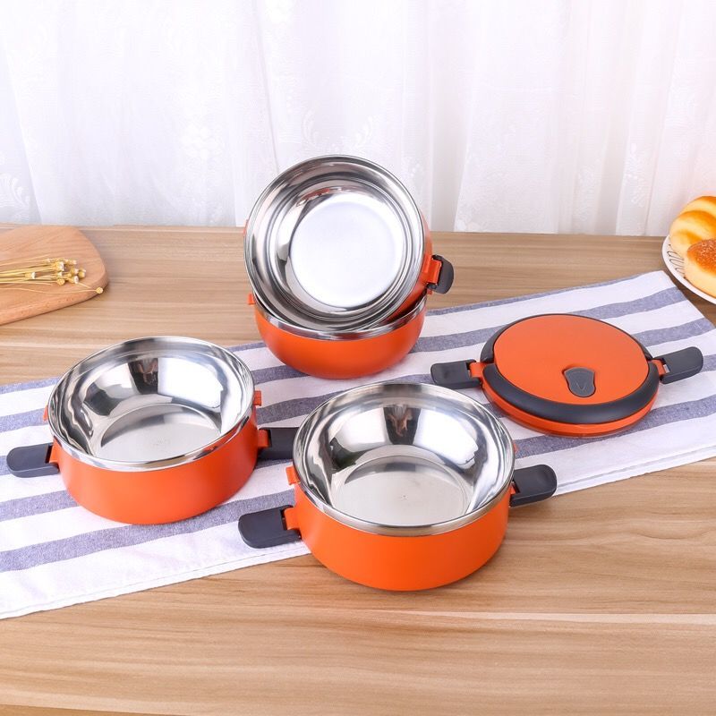 Stainless steel insulated lunch box Creative portable round eco-friendly lunch box Student plastic lunch box Han Hy-03 floor 3