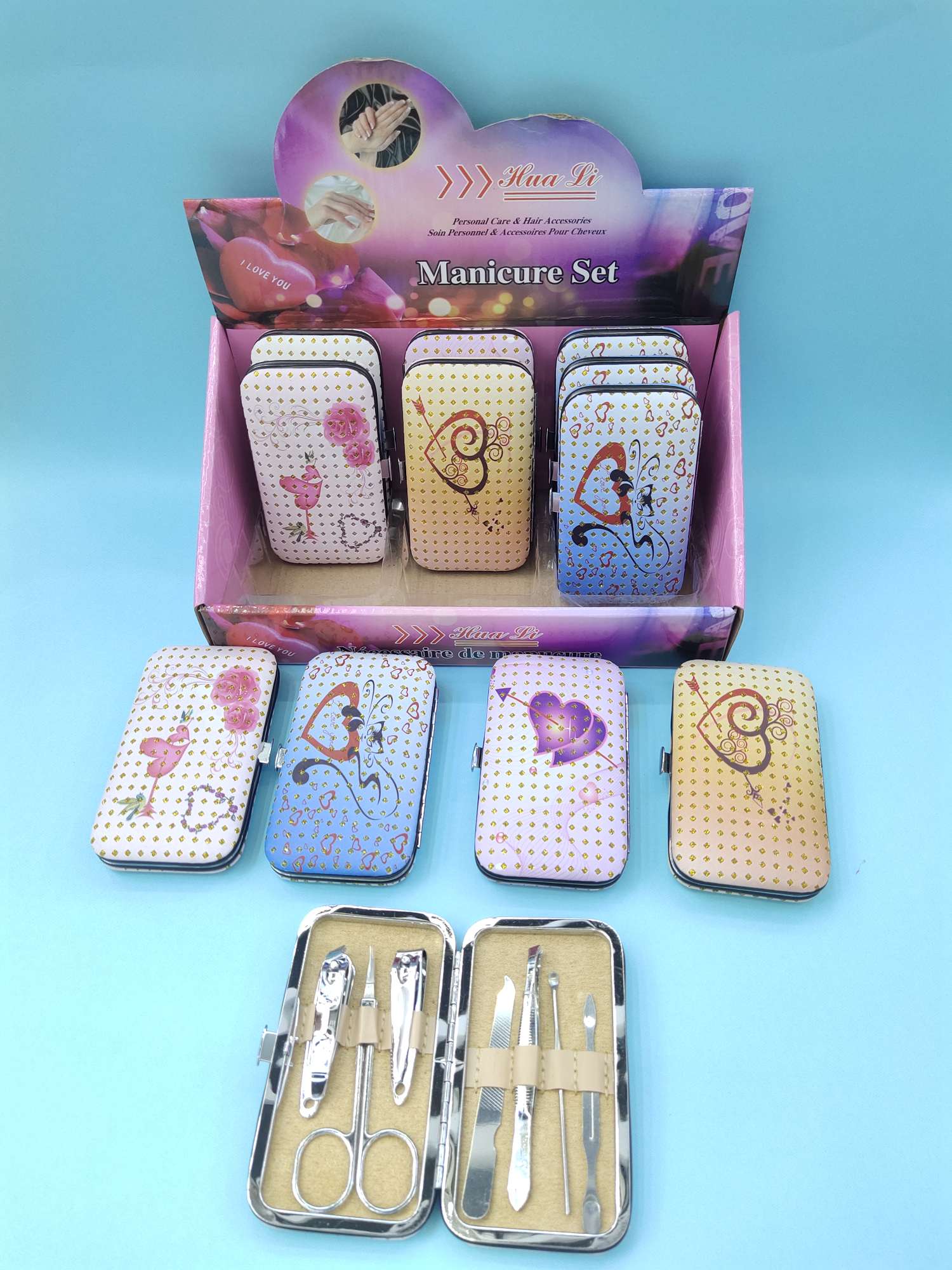 697 Gold powder one-arrow pierced heart manicure suit thumbnail