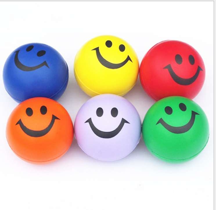 厂家定做76mmPU发泡笑脸球儿童减压发泄压力球PU弹力球实心海绵球卡通图案混 西瓜 足球详情1