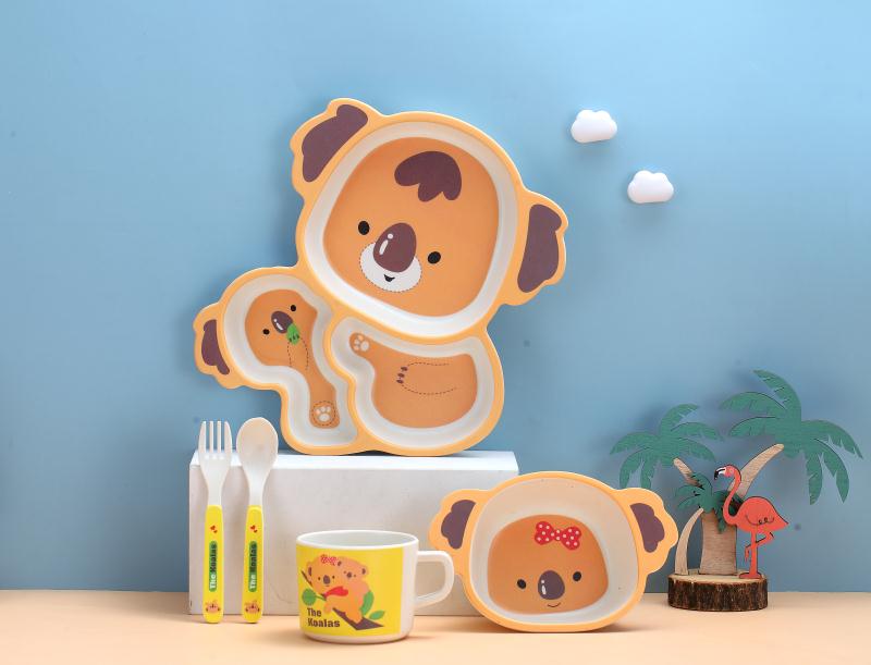 Children's cartoon tableware, bamboo fiber tableware, eco-friendly tableware Specification image