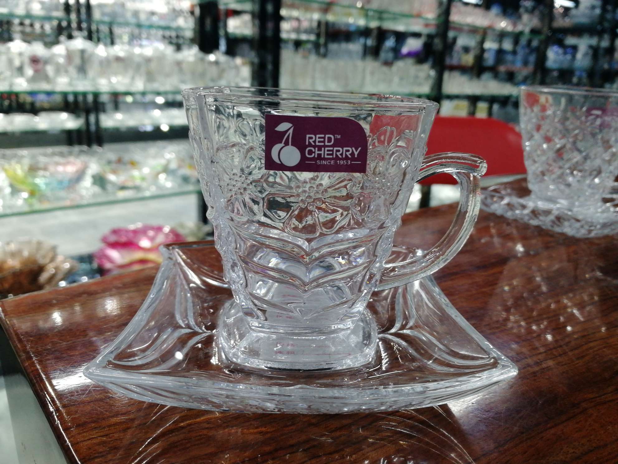 厂家直销玻璃樱花纹路玻璃咖啡杯详情图1