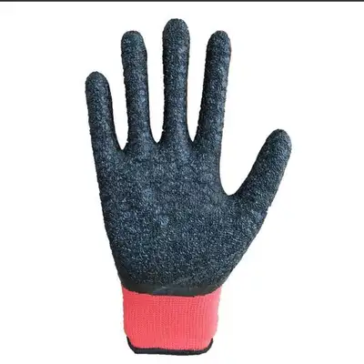 Latex Gloves Labor Protection Red Yarn Black Wrinkle Non-Slip Gloves Oil And Water Protection Thirteen Needle Nylon Gloves