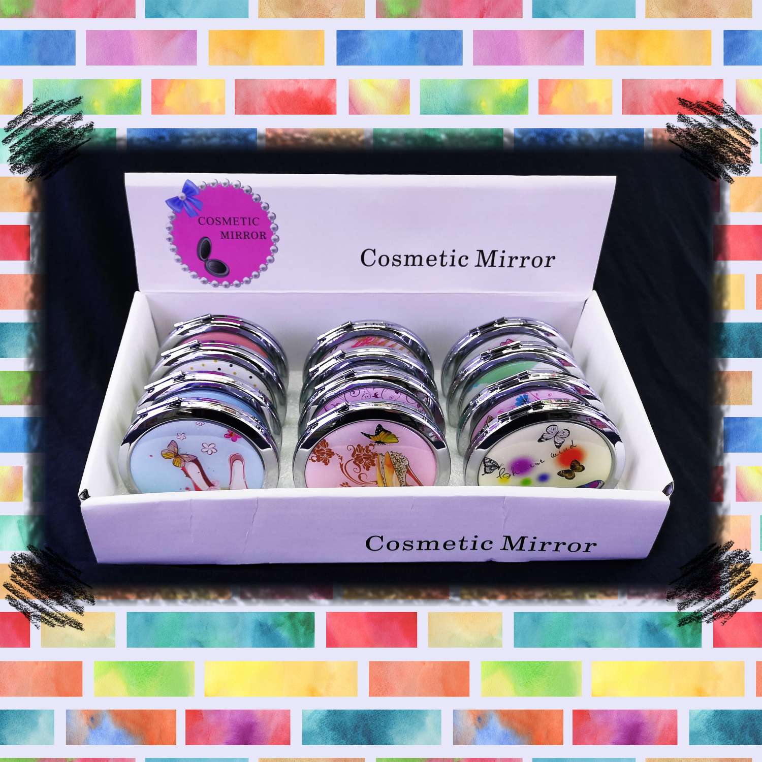 14193M 70电镀小圆镜 金属框滴塑面 可定制彩印 随身美观