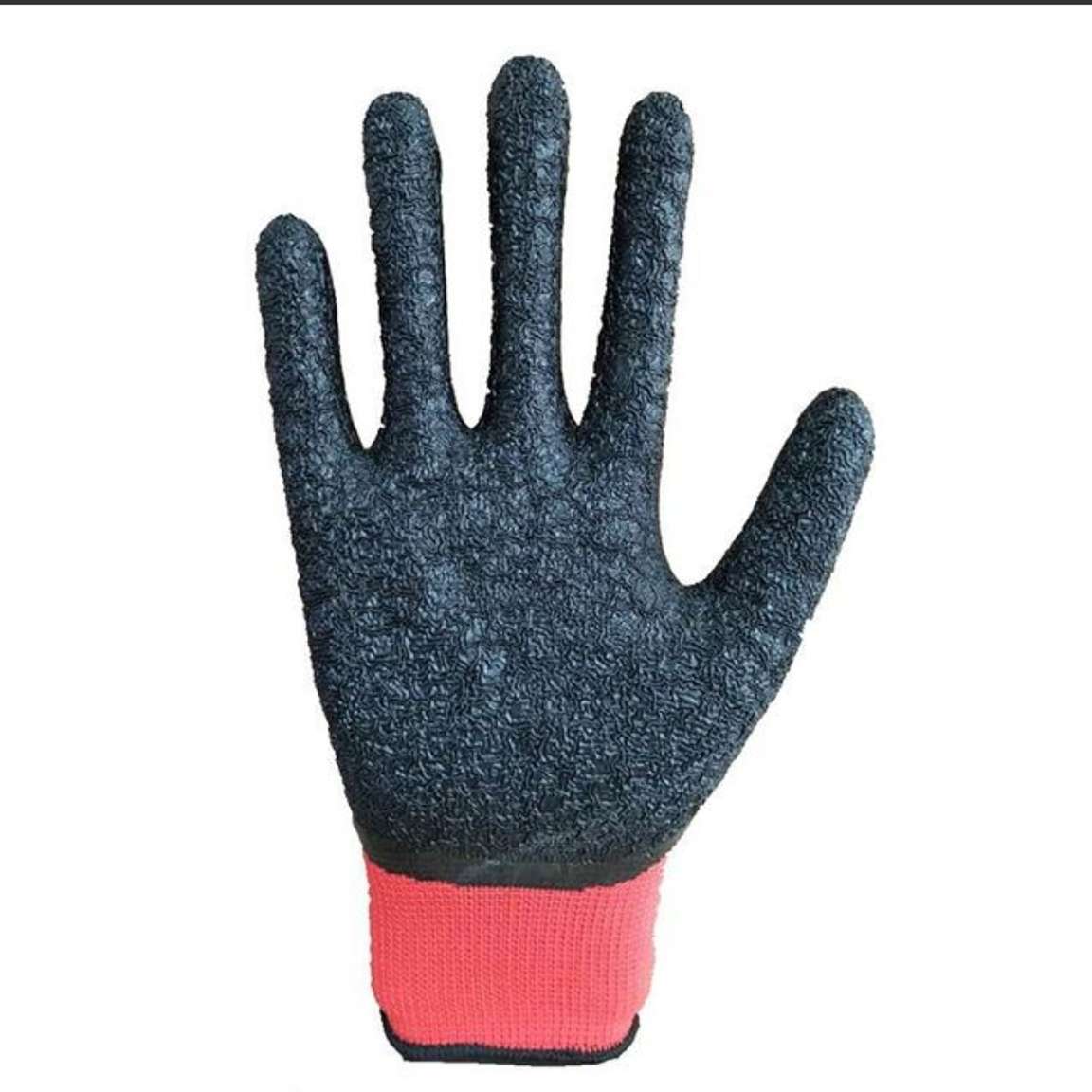 Latex Gloves Labor Protection Red Yarn Black Wrinkle Non-Slip Gloves Oil And Water Protection Thirteen Needle Nylon Gloves undefined