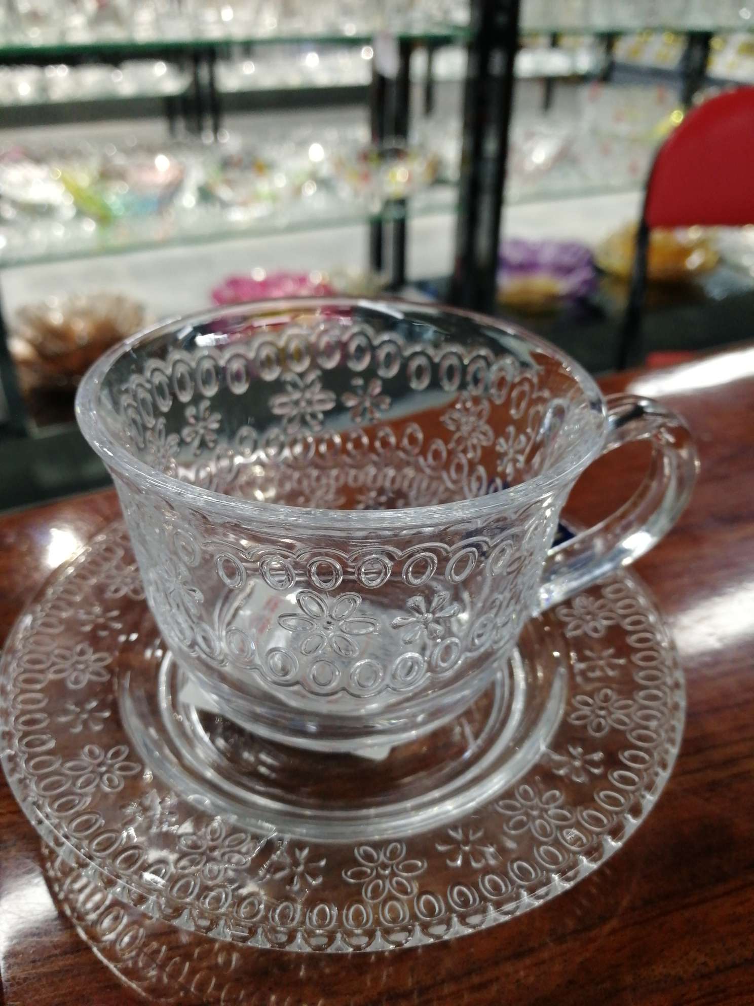 厂家直销玻璃精美花纹玻璃咖啡杯详情图2