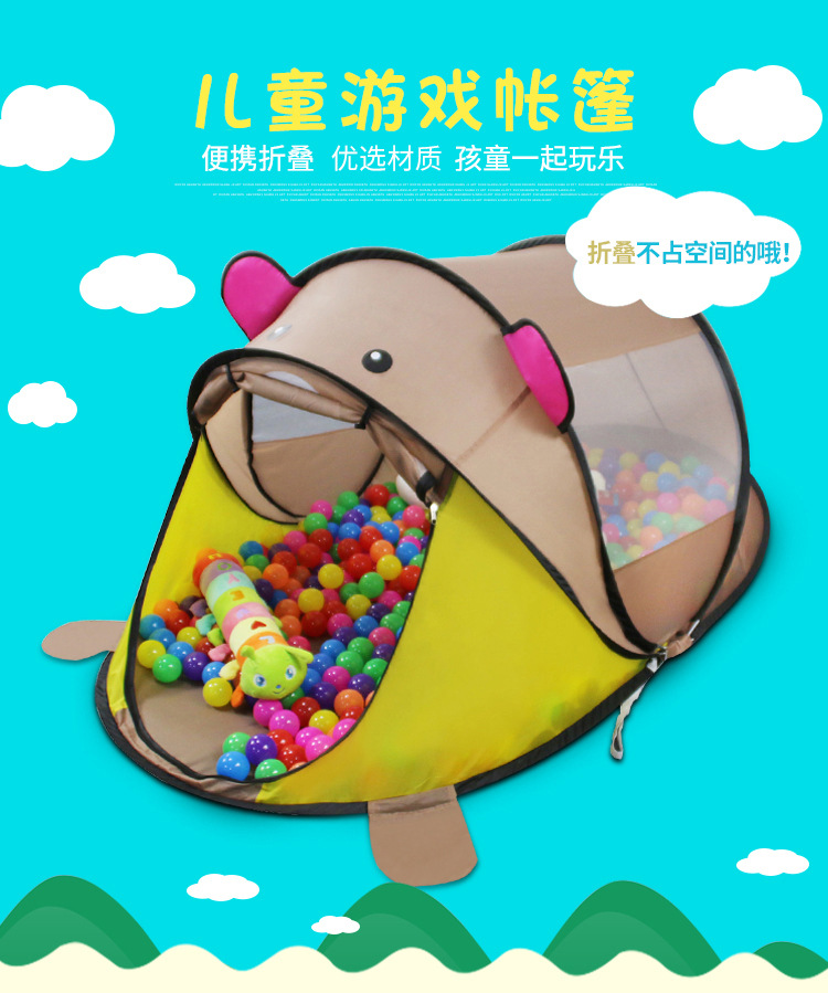 Customized indoor color-block little tiger game tent for children, cartoon outdoor pop-up toy game house for children detail image 2
