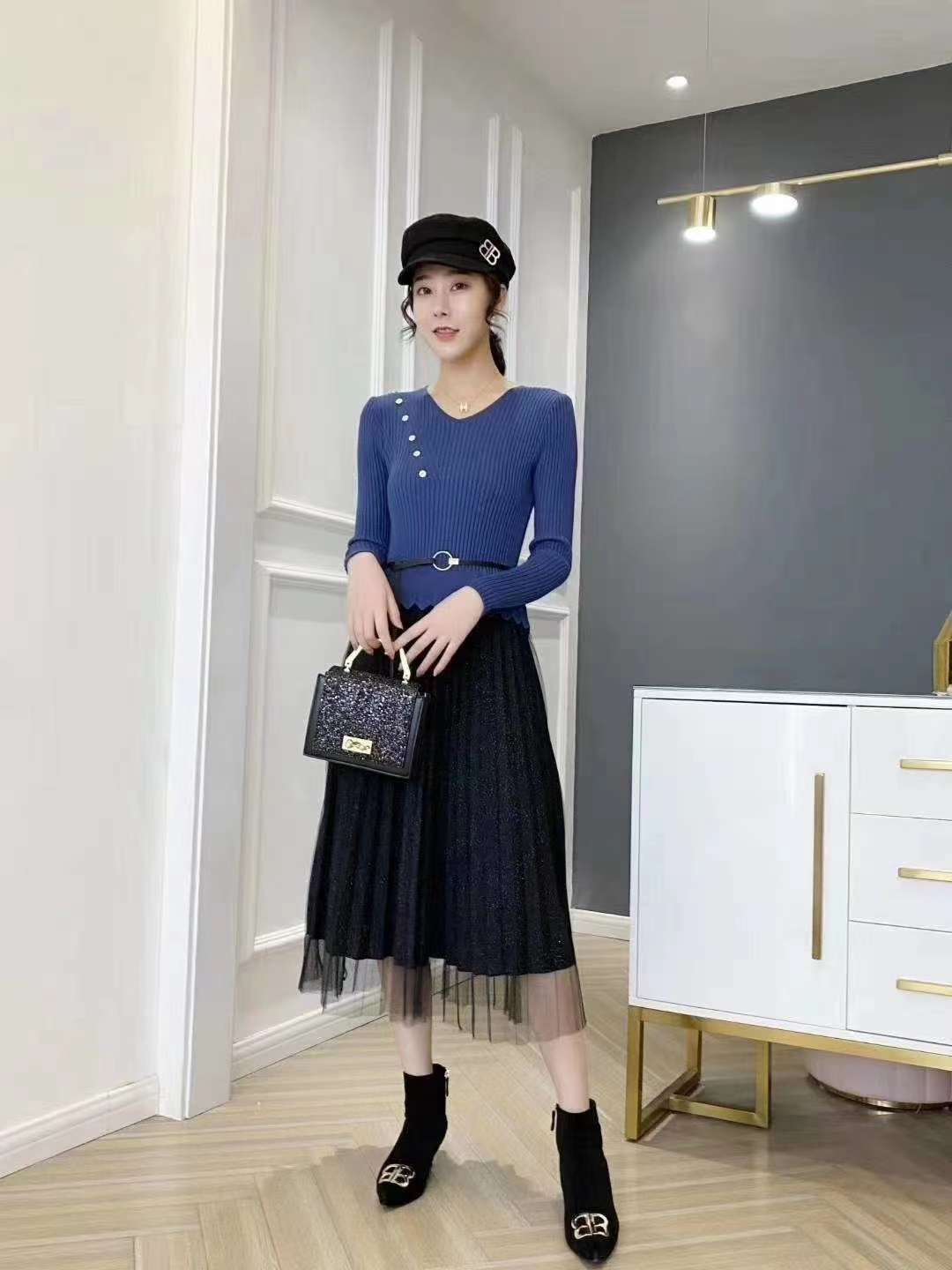 Pocket chiffon skirt