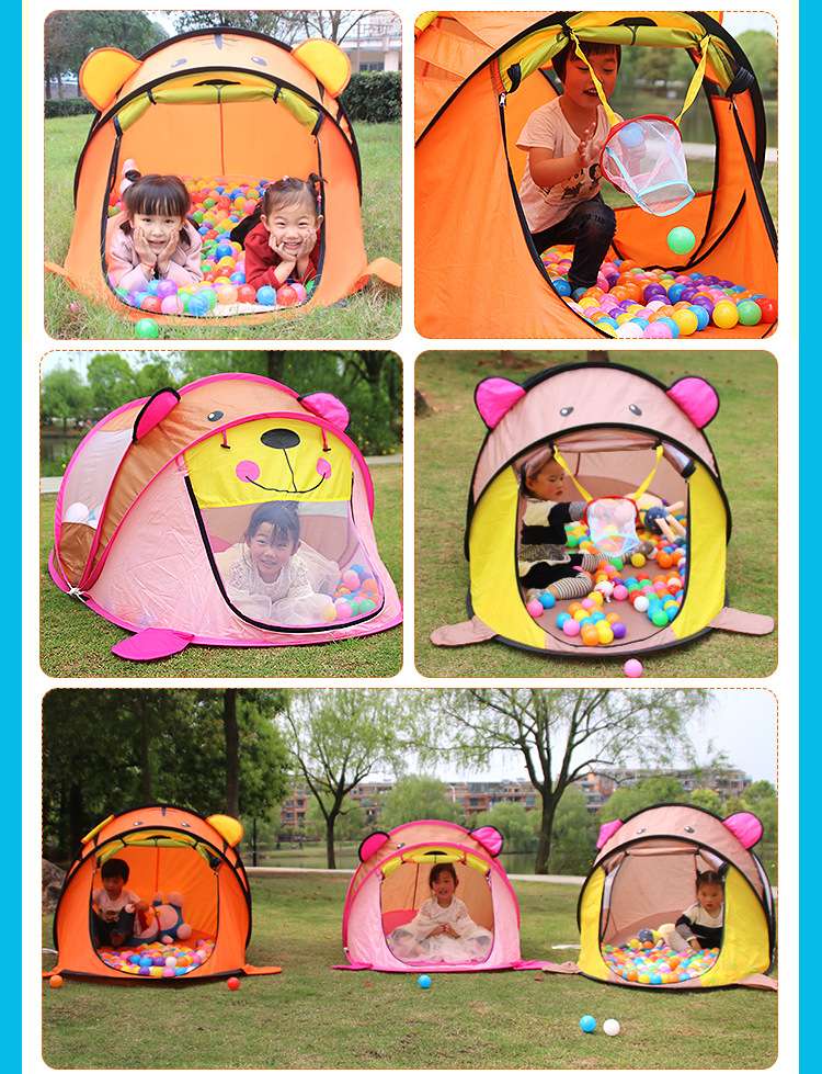 Customized indoor color-block little tiger game tent for children, cartoon outdoor pop-up toy game house for children detail image 5