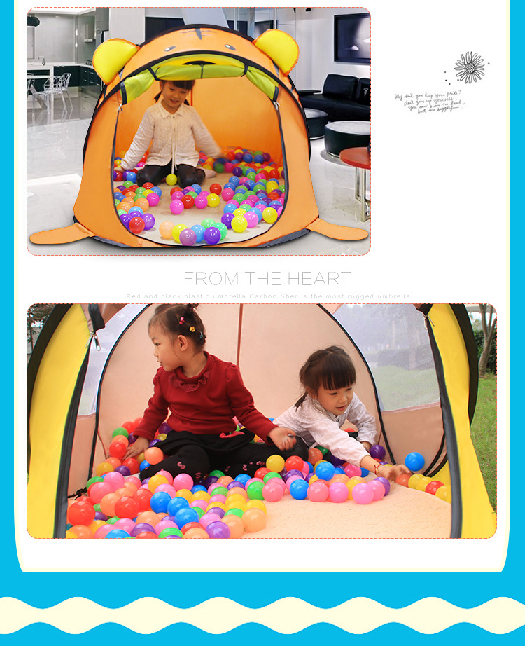 Customized indoor color-block little tiger game tent for children, cartoon outdoor pop-up toy game house for children detail image 6