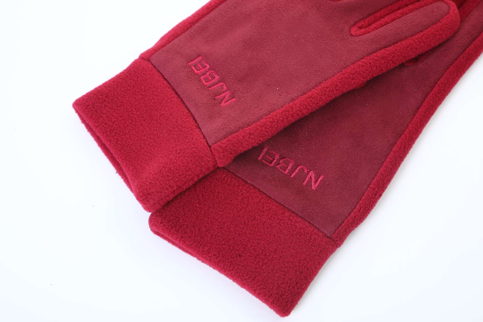 厂家直销 秋冬麂皮绒摇粒绒触屏手套 户外骑行抓绒手套 可定制logo 保暖防风防寒女士刺绣手套白底实物图