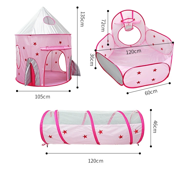 New children's tent, girls' style, space capsule, three-piece set, ball pool, fence, indoor tent, game house detail image 4