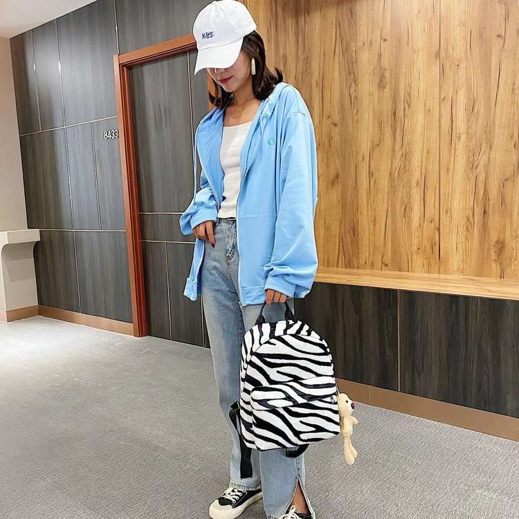 Winter New Zebra-Print Bag, Women's Backpack, Fur Bag, Fashion Bag full figure