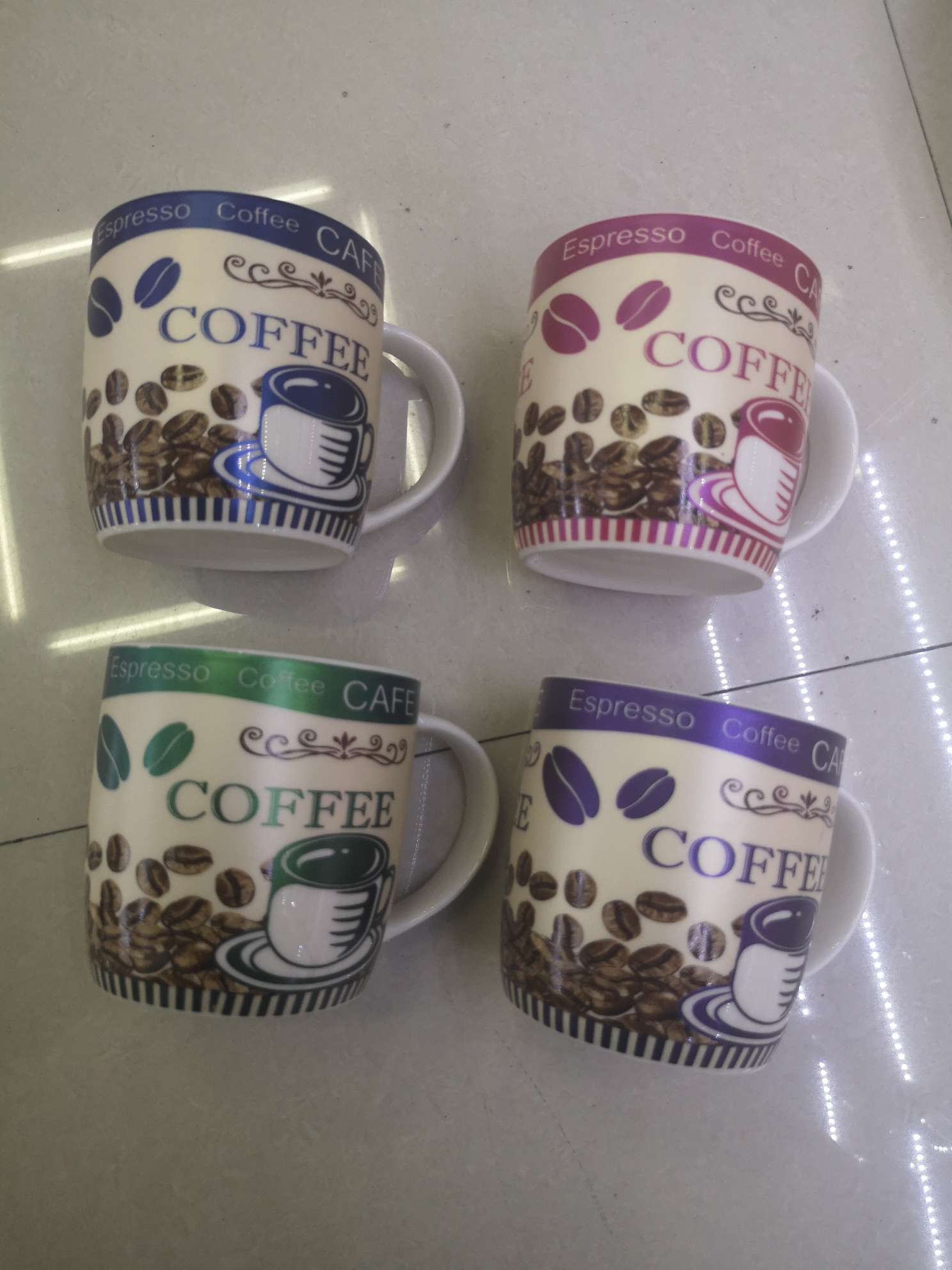 Coffee Pattern Pattern Ceramic Roast Flower Coffee Cup Milk Cup Multi-Color Option