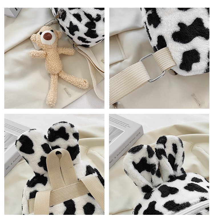 New Winter Fur Bag, Zebra Print Bag, Children's Backpack, Parent-Child Bag undefined