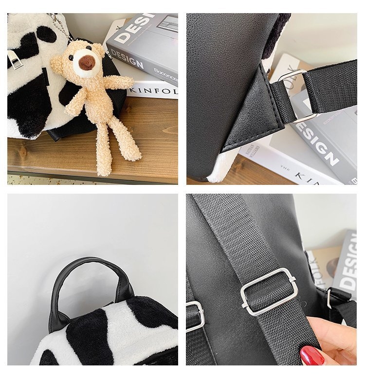 Winter New Zebra-Print Bag, Women's Backpack, Fur Bag, Fashion Bag undefined