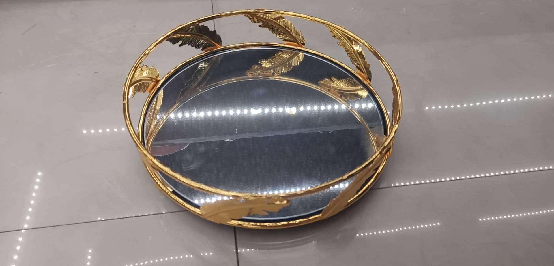 Mirror Round Feather Tray