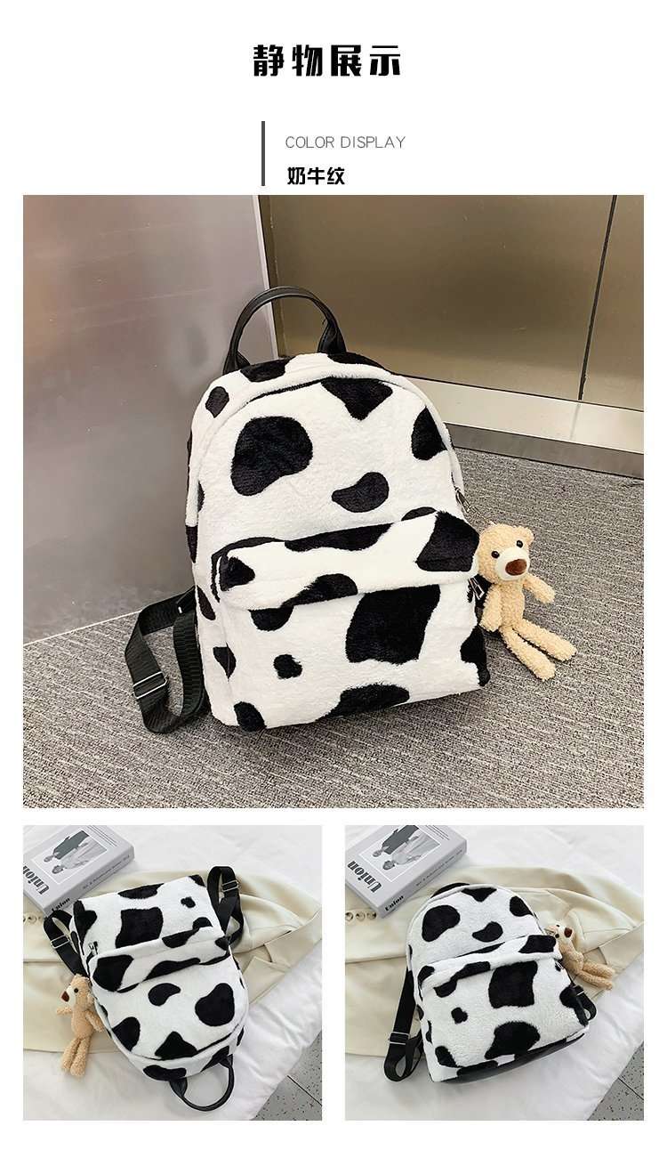 Winter New Zebra-Print Bag, Women's Backpack, Fur Bag, Fashion Bag undefined