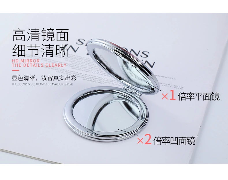 厂家批发 便携式圆形流沙公主化妆可折叠玻璃小镜子 可加工定制详情图4