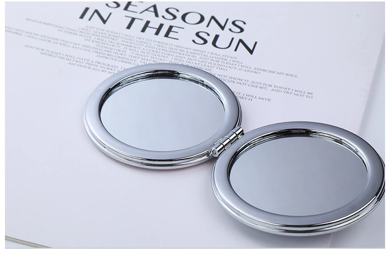 厂家批发 便携式圆形流沙公主化妆可折叠玻璃小镜子 可加工定制产品图