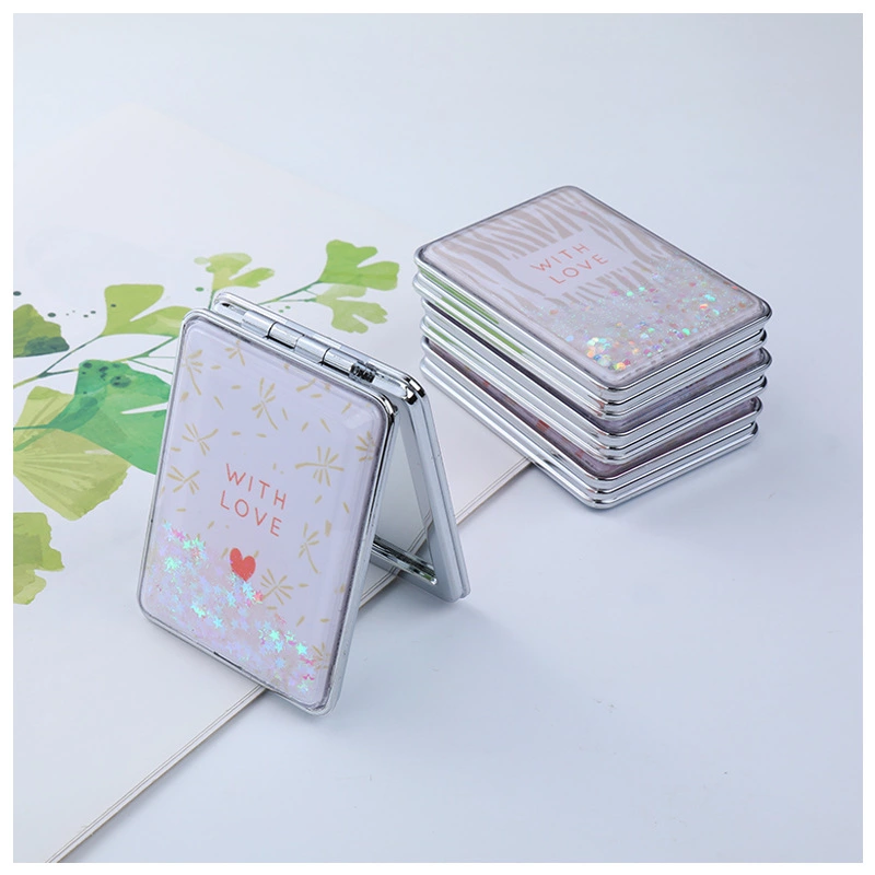 厂家批发 便携式长方形流沙公主化妆可折叠玻璃小镜子 可加工定制详情图5