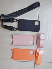 Diagonal lanyard liquid flannelette four-pack phone case