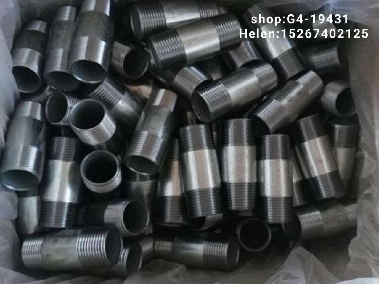 内丝  外丝  钢管外丝  长短丝  镀锌管件 碳钢管件  水管接头   水管配件 水暖管件  4分  6丝，黑对丝白底实物图