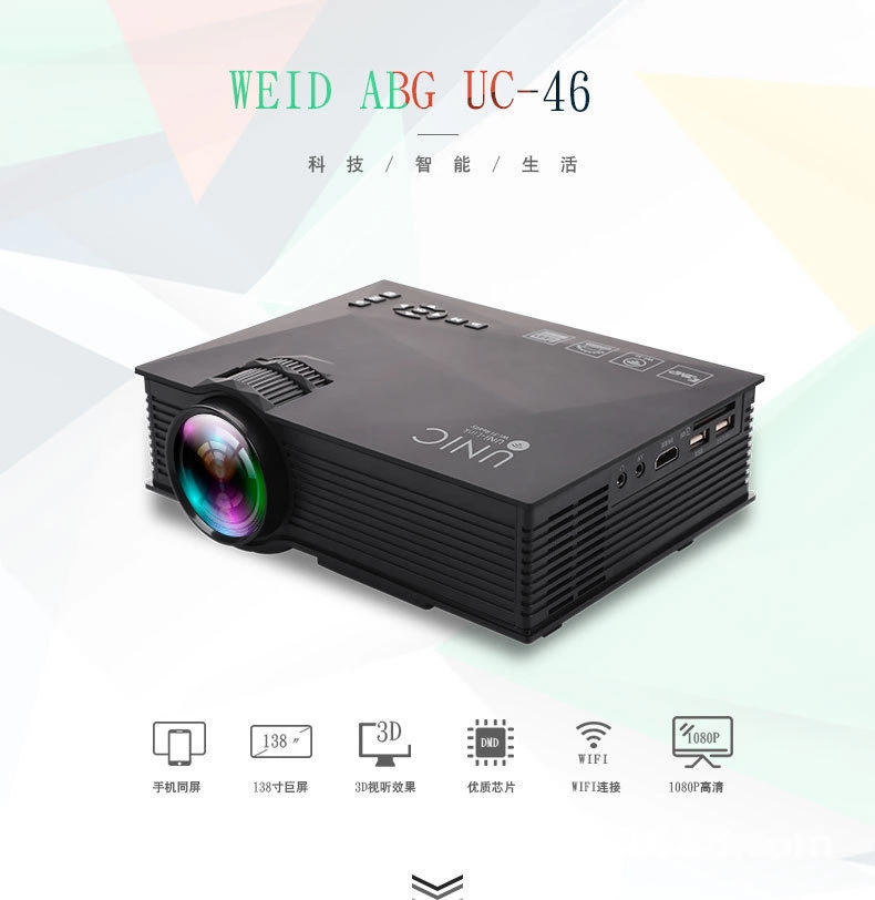 WIFI HD Mini Portable Projector 1200 Lumens LED Home Cinema undefined