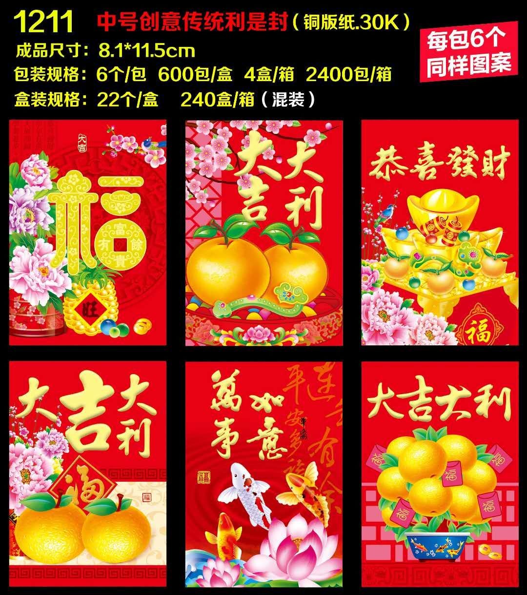Red envelopes for the New Year 2021, smart and quick-witted, wishing you good luck and prosperity, with the character "Fu" in it detail image 2