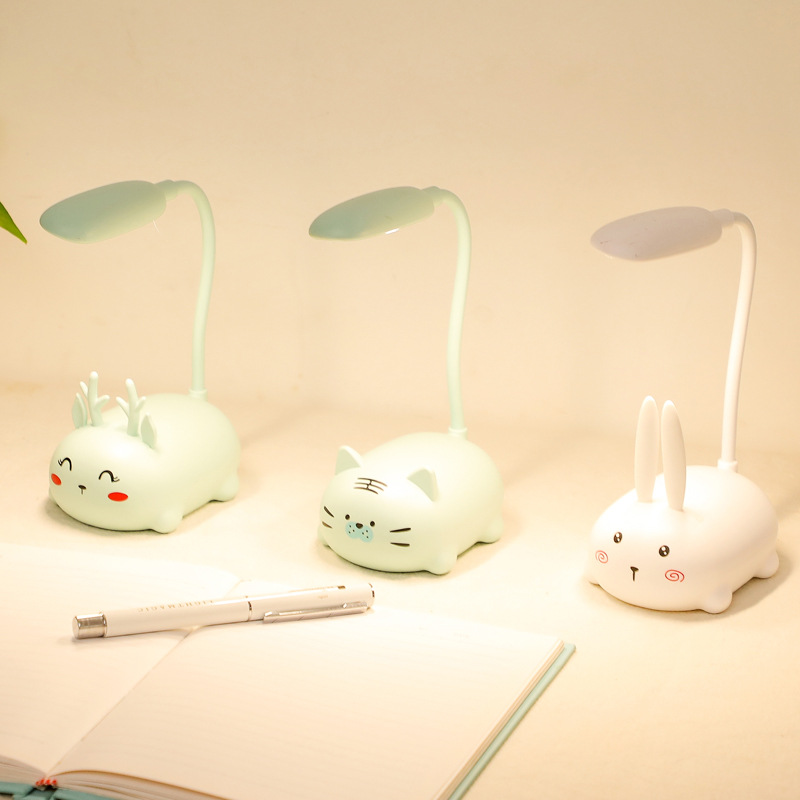 2020创意LED小夜灯台灯 卡通动物学习阅读护眼床头灯USB充电台灯