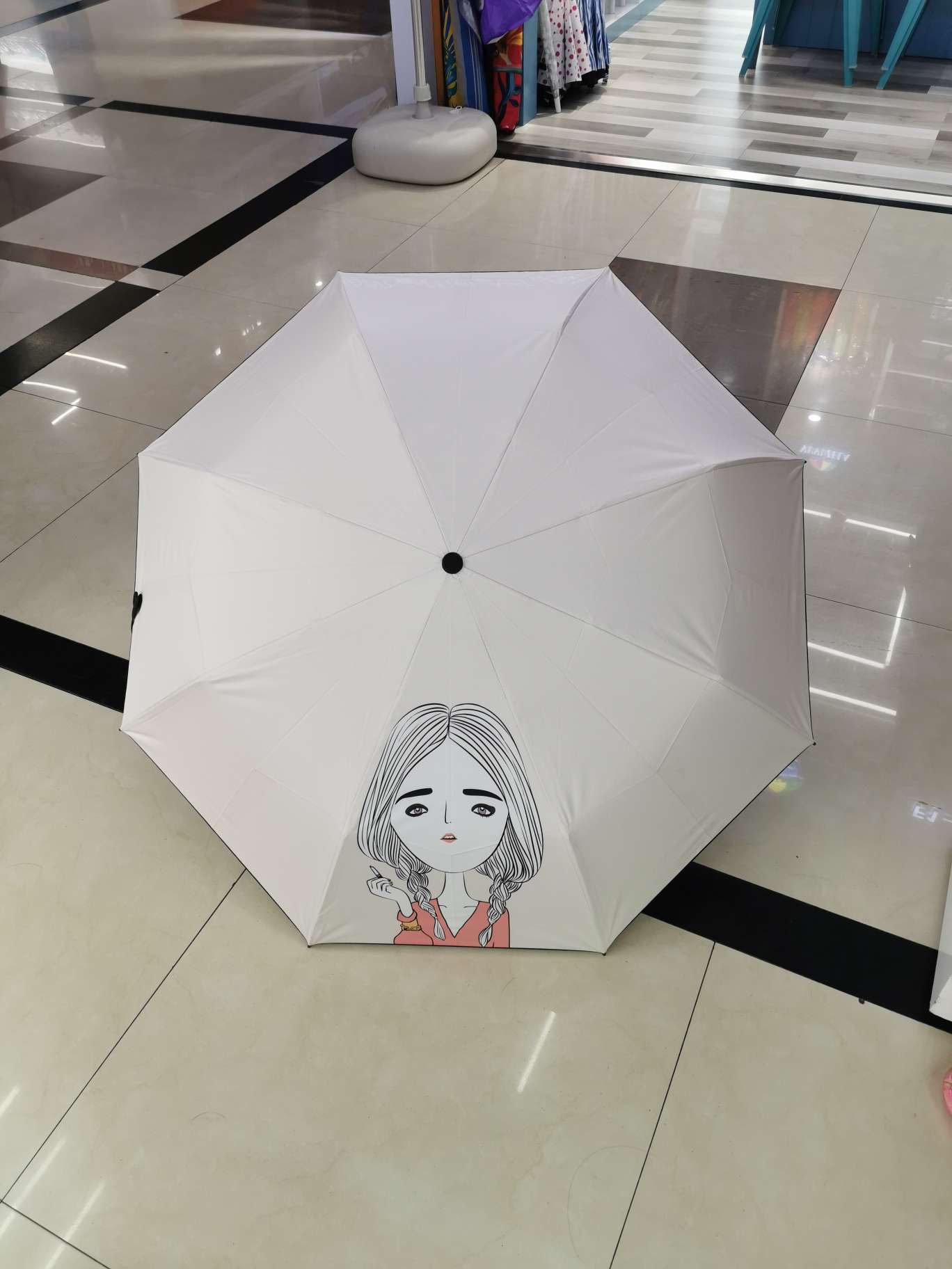 8-bone Jiuhe Edition all-aluminum umbrella frame, fully light-blocking digital printed fashionable lady sunshade umbrella, UV protection Specification image