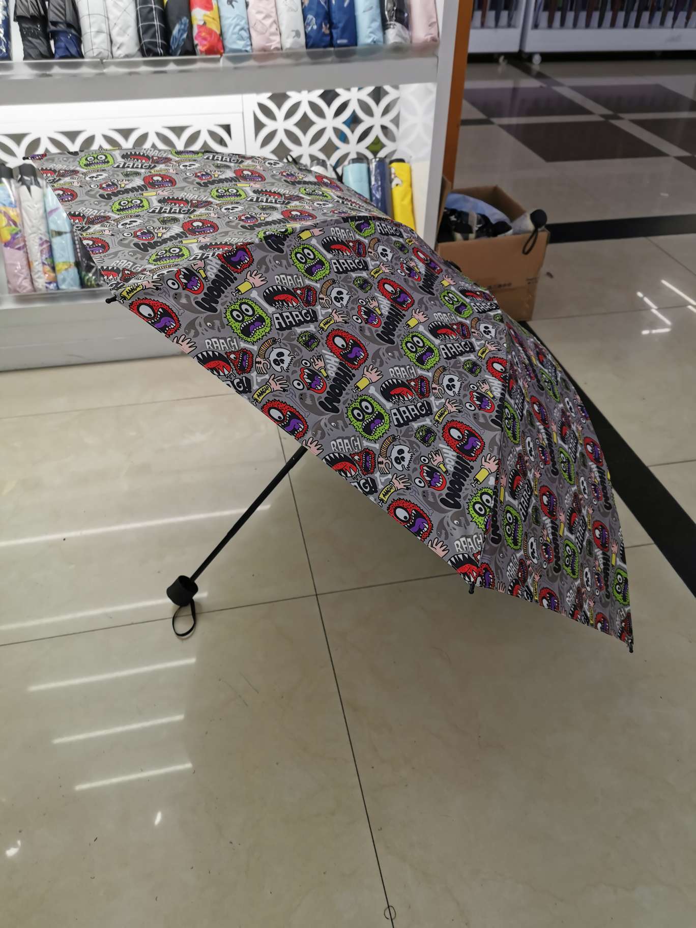 56*8k black vinyl sunshade umbrella with digital printing, suitable for both sunny and rainy weather, UV protection and personalized printing Specification image