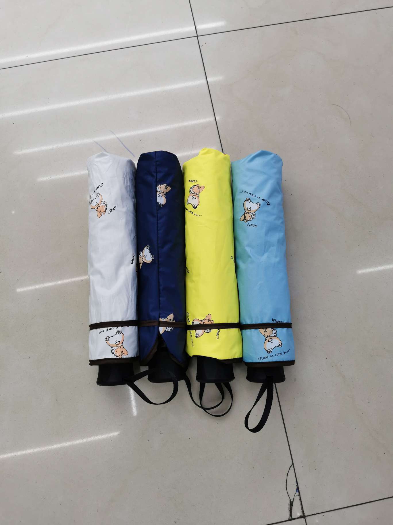 Folding 56*8k black rubber sunshade and sun protection umbrella, suitable for both weather and rain, UV protection, Corgi dog printing factory direct sales