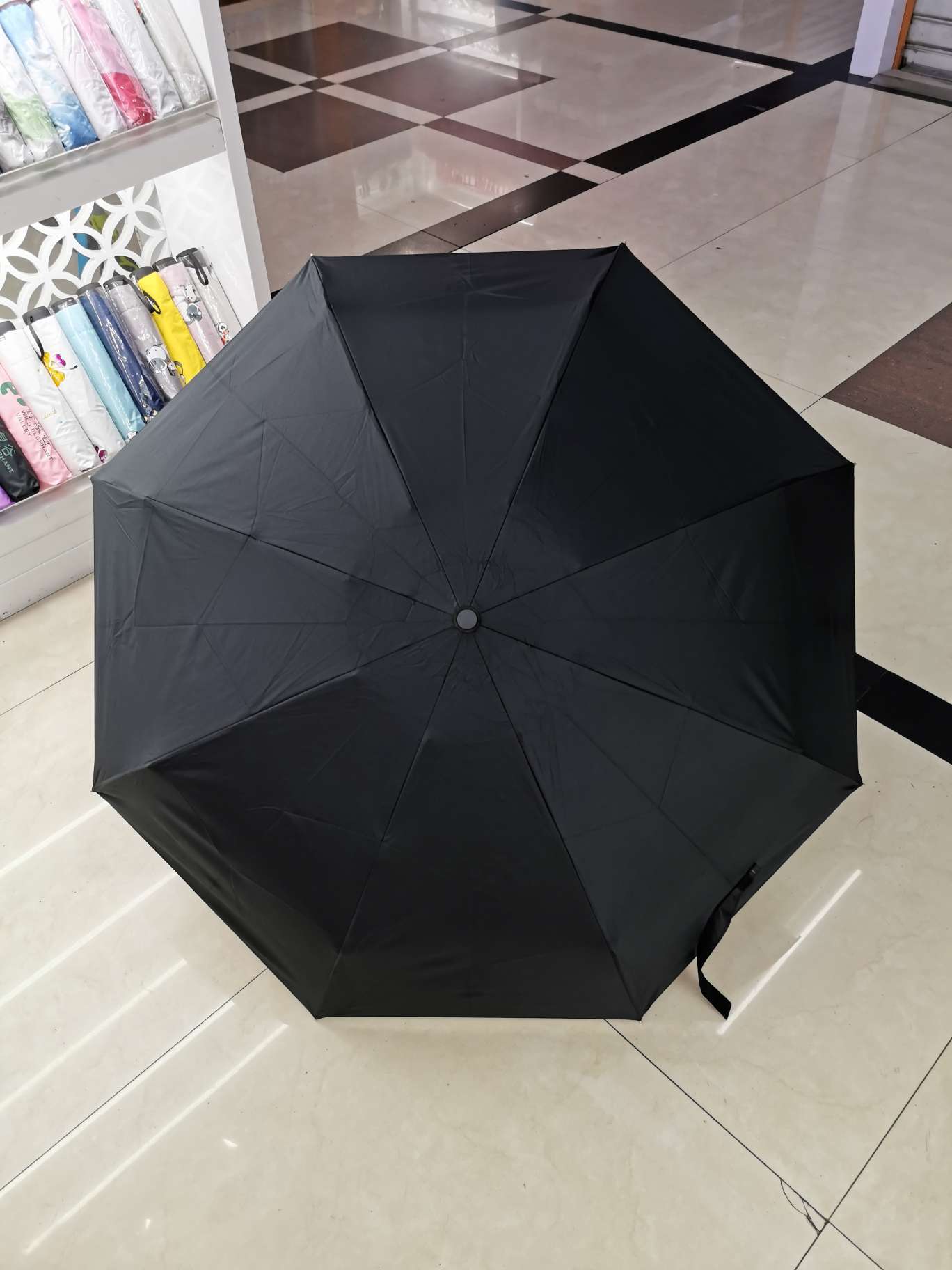 Five-fold 8-bone automatic umbrella, all-weather and all-weather black rubber UV protection advertising umbrella, gift umbrella, can be printed with logo Item Picture