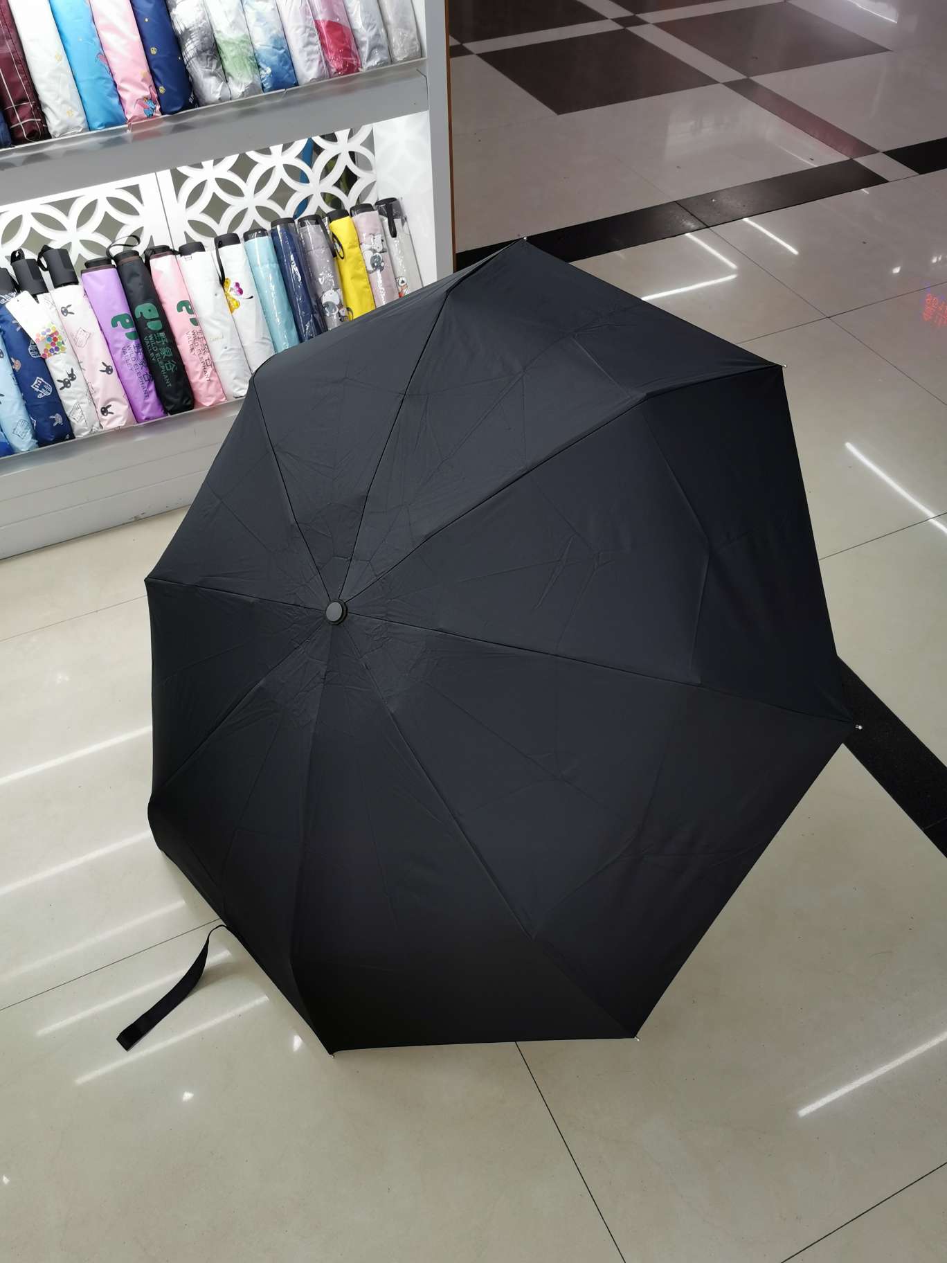 Five-fold 8-bone automatic umbrella, all-weather and all-weather black rubber UV protection advertising umbrella, gift umbrella, can be printed with logo