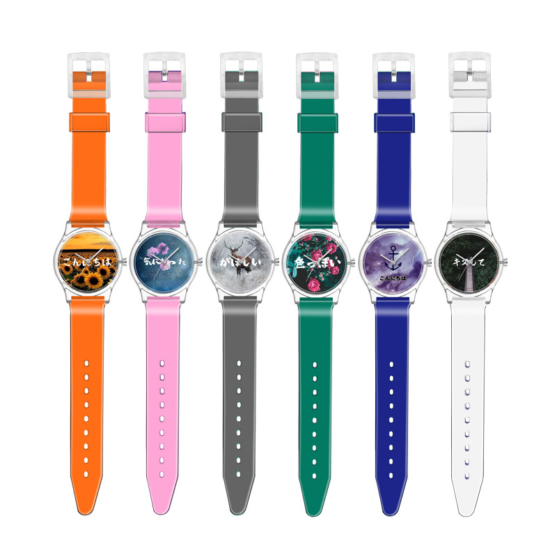 新款非主流日文你好系列男女手表高质量进口机芯电池一件代发产品图