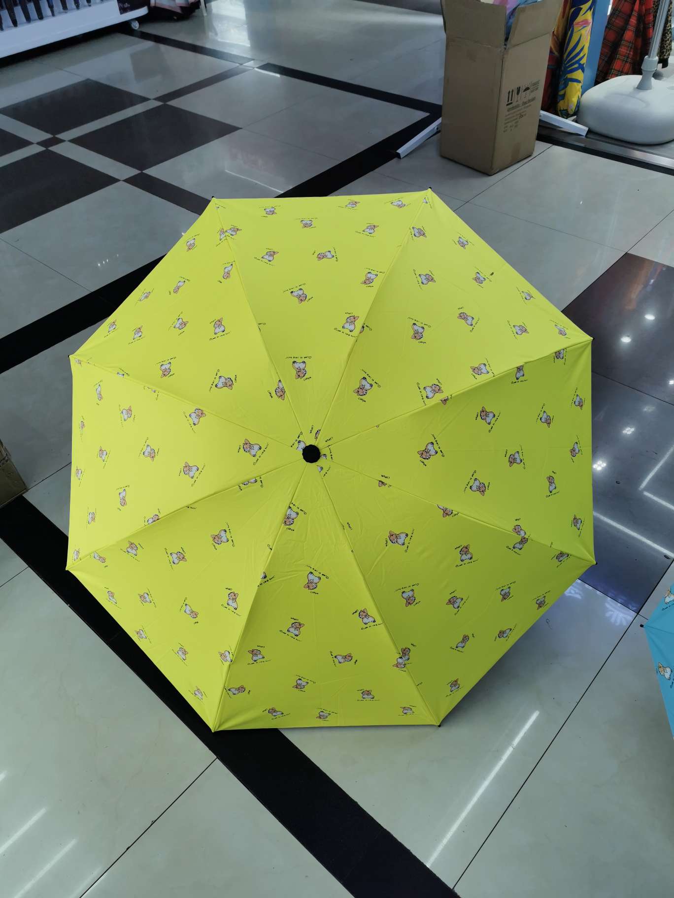 Folding 56*8k black rubber sunshade and sun protection umbrella, suitable for both weather and rain, UV protection, Corgi dog printing factory direct sales detail image 10