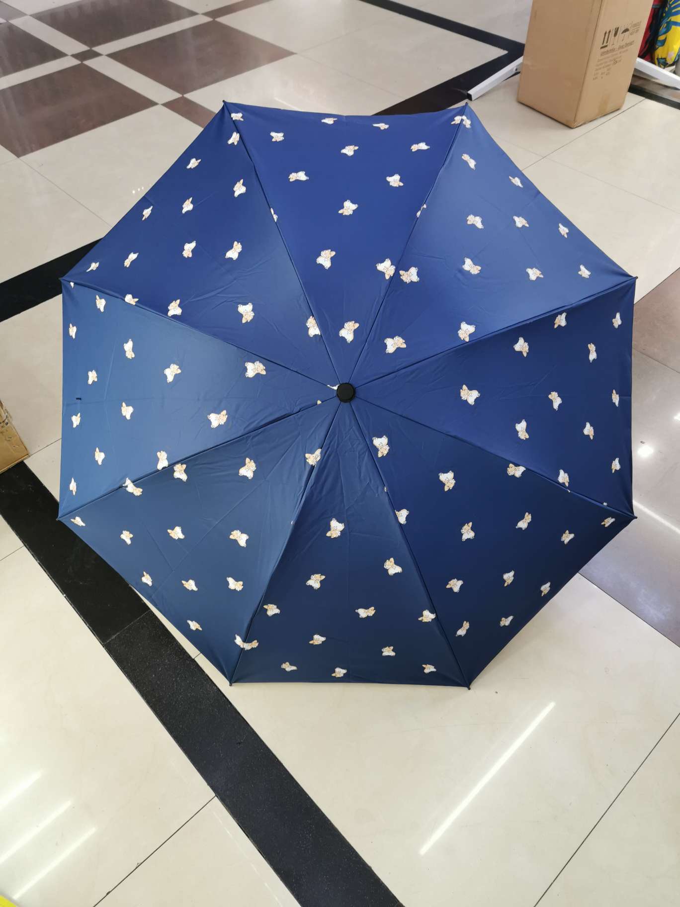 Folding 56*8k black rubber sunshade and sun protection umbrella, suitable for both weather and rain, UV protection, Corgi dog printing factory direct sales detail image 2