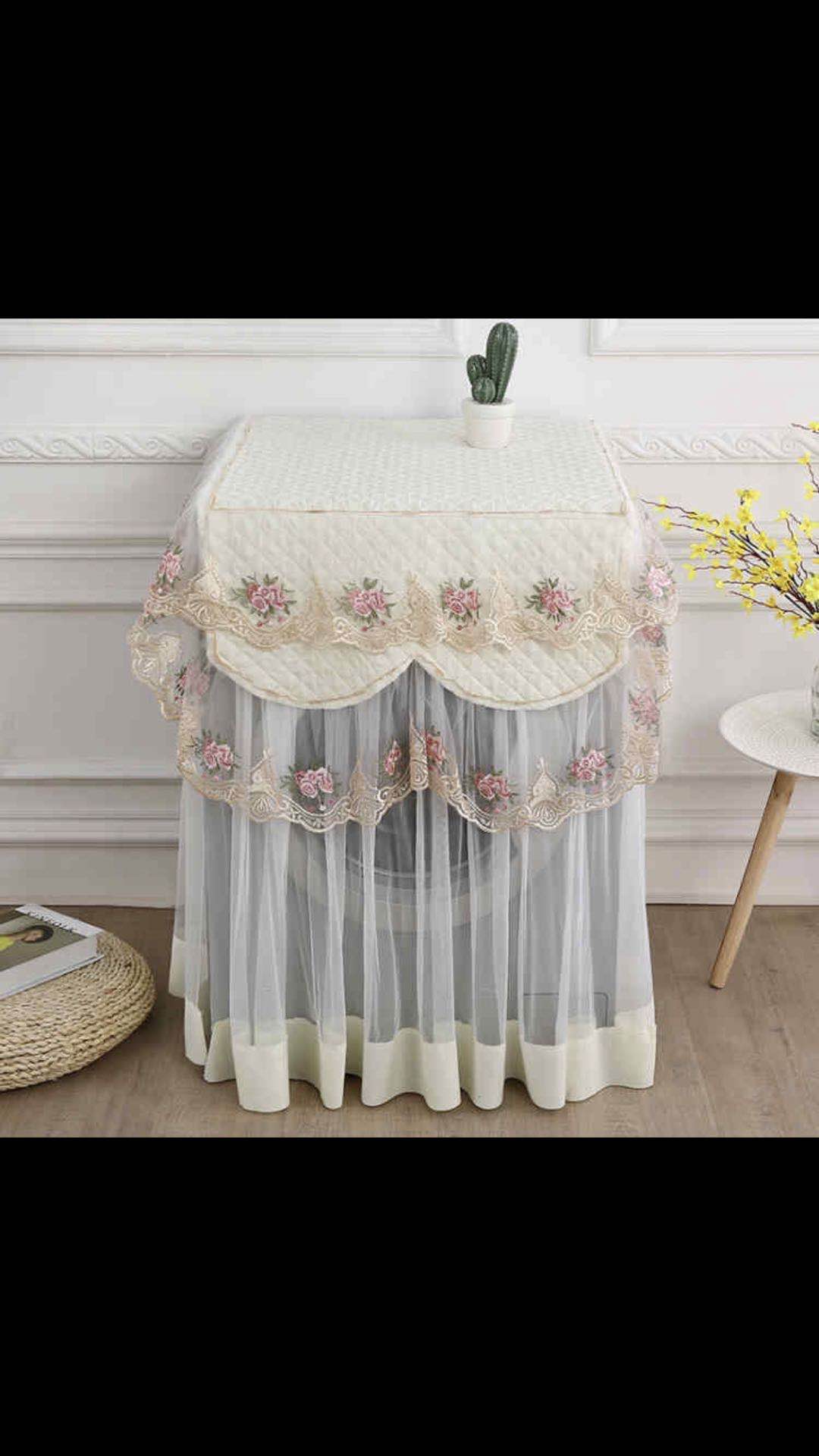 绣花蕾丝边洗衣机罩产品图