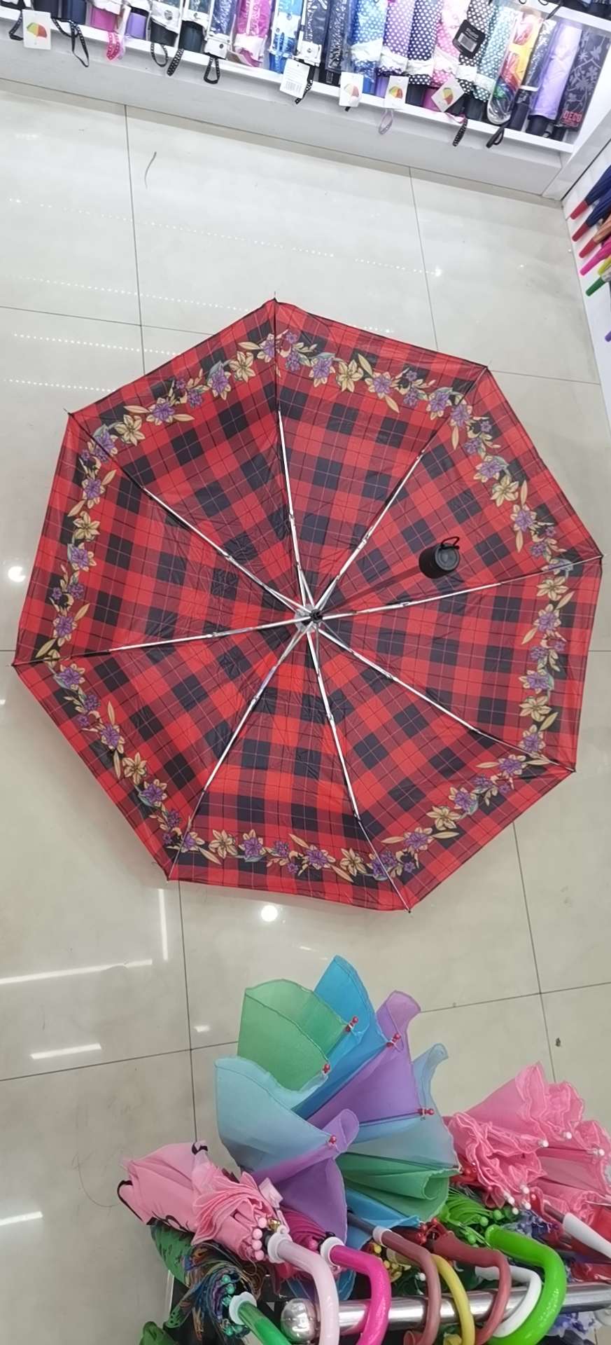 53 cm 8k polyester folding umbrella, super mini, with multiple colors to choose from and print mixed colors details Picture