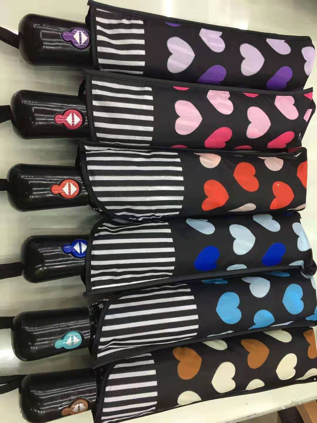 53 cm impact-resistant fabric automatic folding umbrella with a heart shape, simple and fashionable