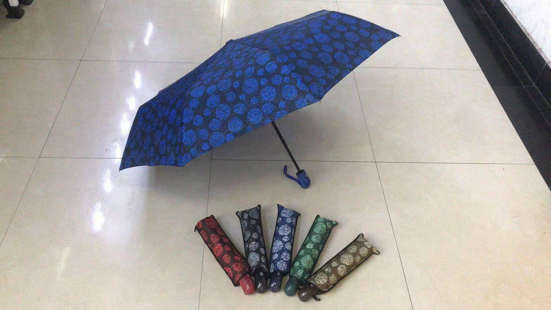 53 cm bump fabric automatic folding umbrella with large dots, simple and fashionable