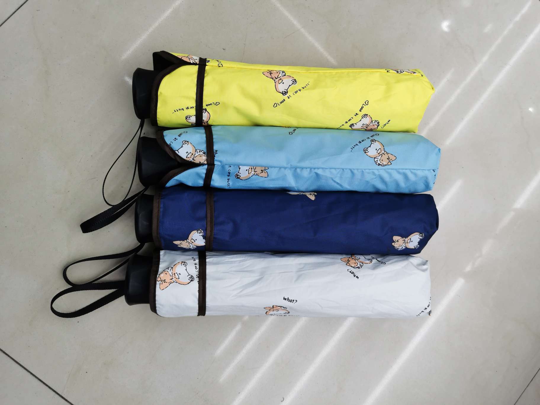 Folding 56*8k black rubber sunshade and sun protection umbrella, suitable for both weather and rain, UV protection, Corgi dog printing factory direct sales detail image 5